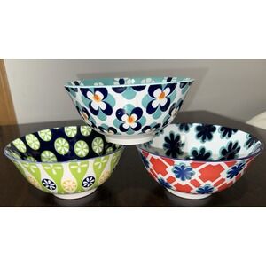 Set Of 3 Certified International~Jennifer Brinley~6" Flower Power Artsy Bowls